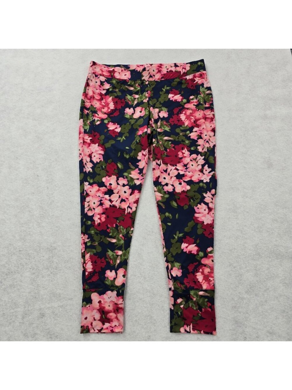 Lands End Womens Large 14-16 Floral Ankle Jogger Pants Lightweight Stretch